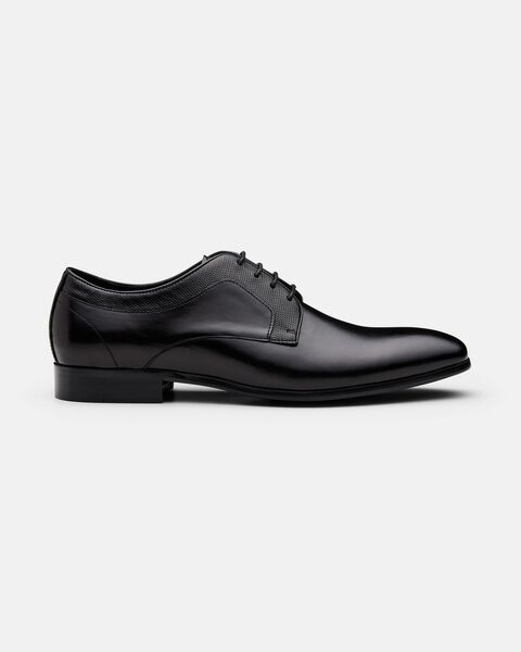 Mens Black Leather Derby Dress Shoe